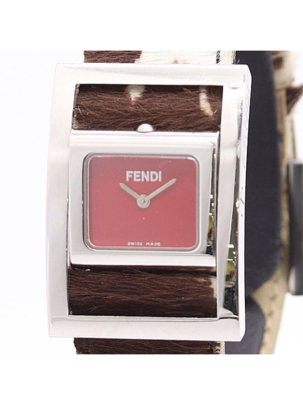 Fendi Gyro Calf Hair Red Dial Watch